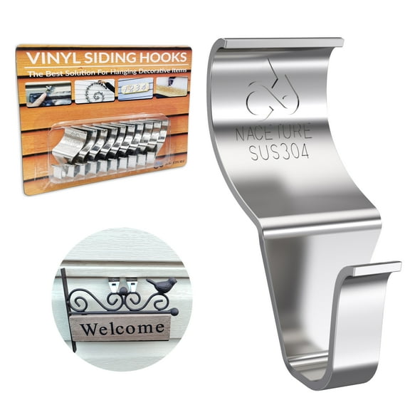 NACETURE Vinyl Siding Hooks for Hanging (10 Pack) - No Damage on Your Vinyl siding wall