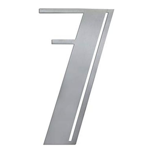 NACH Brushed Finish Stainless Steel Art Deco Floating House Number For Outside, Hidden Anchor Mount Metal Address Numbers, Maximum Rust Protection, Silver, 6 inch, #7, JW-DECONUMBER-7