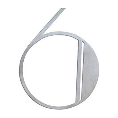 NACH Brushed Finish Stainless Steel Art Deco Floating House Number For Outside, Hidden Anchor Mount Metal Address Numbers, Maximum Rust Protection, Silver, 6 inch, #6, JW-DECONUMBER-6