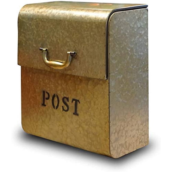 NACH CJ Large Mailbox With Powder Coated Finish, Wall Mount Mailboxes For Outside, Rust Resilient Metal Mailbox For Parcels, 12.6 x 6.9 x 14.2 Inches, Metallic Gold, FZ-M1002