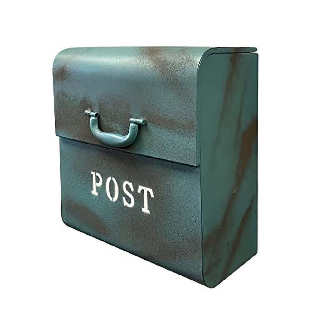 Rustic Blue Aluminum Wall Mounted Mailbox with Handle