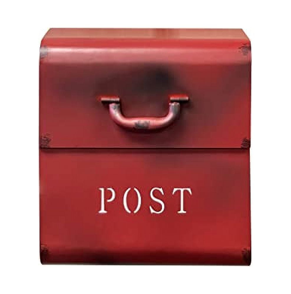 Rustic Red Aluminum Wall Mounted Mailbox with Handle