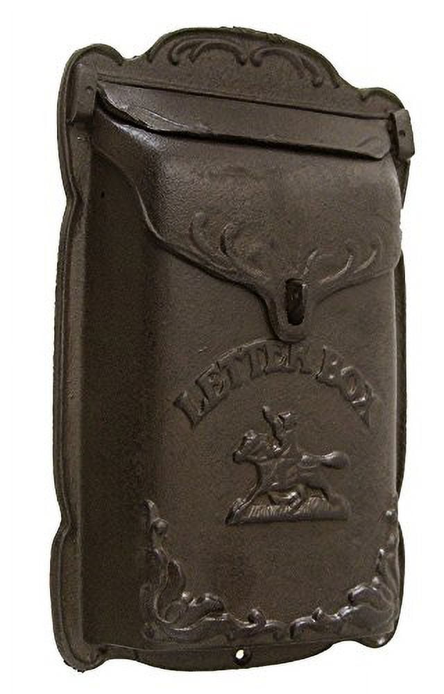 Cara Antique Brown Cast Iron Lockable Wall Mounted Mailbox