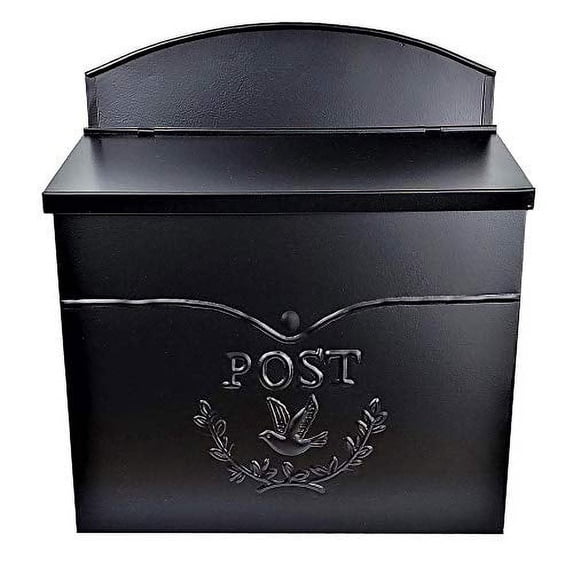 NACH Chelsea POST Classic Metal Mailbox, Vintage European Wall Mount Mailboxes for Outside, Powder Coated Maximum Rust Protection Galvanized Steel Mailbox, 11.5 x 5 x 13", Black, MB-6946