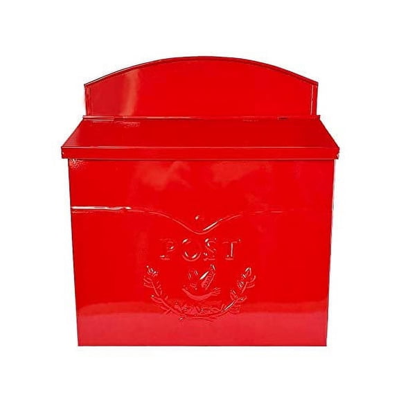NACH Chelsea POST Classic Metal Mailbox, Vintage European Wall Mount Mailboxes for Outside, Powder Coated Maximum Rust Protection Galvanized Steel Mailbox, 11.5 x 5 x 13", Red, MB-6945