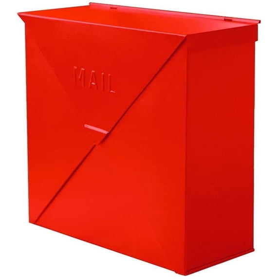 NACH Chicago Glossy Red Mailbox, Rust Resistant Wall Mount Mailboxes for Outside, Industrial Style Metal Mailbox, Mail Holder, 10 x 10 x 4, Hardware Included, MB-6300RD
