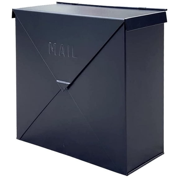 NACH Chicago Matte Black Mailbox, Rust Resistant Wall Mount Mailboxes for Outside, Industrial Style Metal Mailbox, Mail Holder, 10 x 10 x 4, Hardware Included, MB-6300BLK