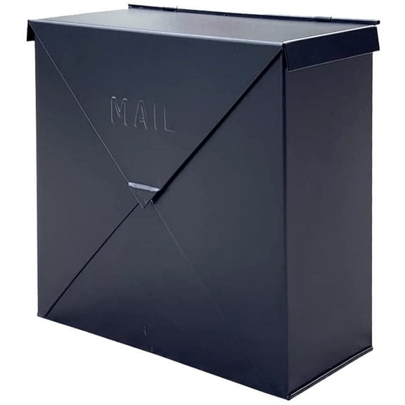 NACH Chicago Matte Black Mailbox, Rust Resistant Wall Mount Mailboxes for Outside, Industrial Style Metal Mailbox, Mail Holder, 10 x 10 x 4, Hardware Included, MB-6300BLK