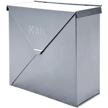 NACH Chicago Silver Mailbox, Rust Resistant Wall Mount Mailboxes for Outside, Industrial Style Metal Mailbox, Mail Holder, 10 x 10 x 4, Hardware Included, MB-6300SLV