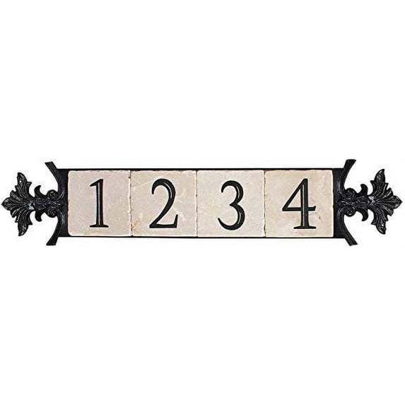 NACH Crested House Address Sign, Outdoor Address Plaque, Cast Iron House Number Sign, Small Crest, 4 Numbers, Iron, 24 x 5 x 1", KA-SMALLCREST-4