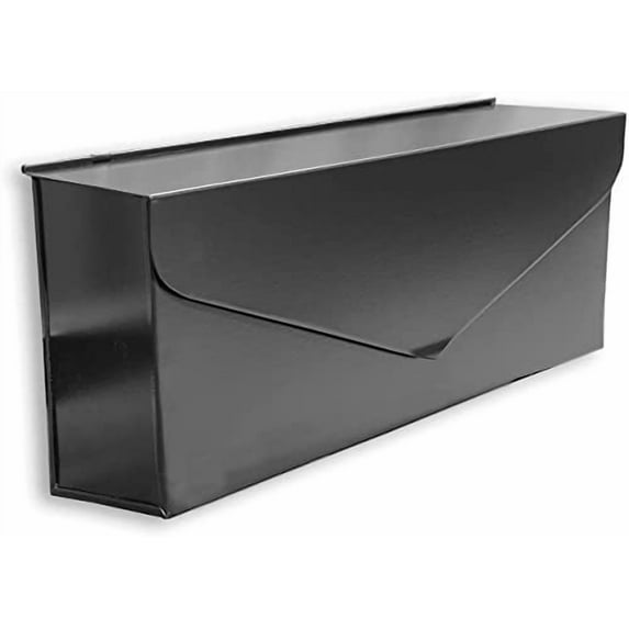 NACH Envelope Wall Mounted Metal Mailbox, Maximum Rust Protection, Black Mailbox Wall Mount, Wall Mount Mailboxes For Outside, 14.1 x 3.5 x 6 Inches, Hardware Included, MB-6915BLK