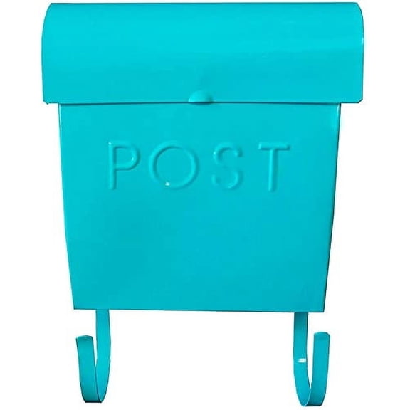 NACH Euro Wall Mount Mailbox with Newspaper Holder, Rustic Mailboxes for Outside, Powder Coated Finish Metal Mailbox, 12 x 11.2 x 4.5 Inch, Light Turquoise, MB-44798