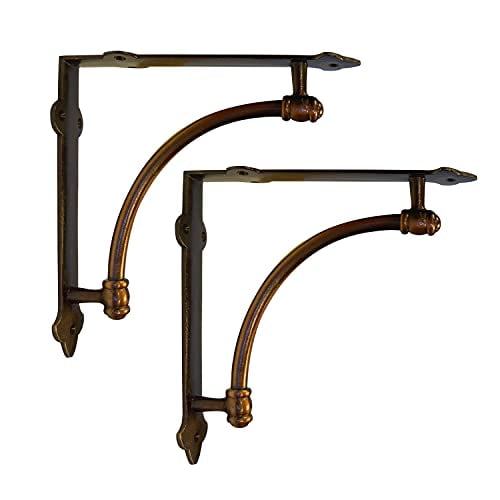 NACH Antique Metal Farmhouse Shelf Brackets, Cast Iron, Large 9.6 Inch