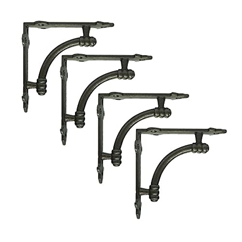 NACH Farmhouse Industrial Shelf Brackets, Rustic Floating Shelf Bracket, Cast Iron Wall Brackets, Small (AD-90-064AMS)