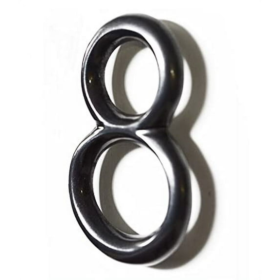 NACH Floating Mount Aluminum Home Address Number 8, Sleek Rounded Metal Modern House Numbers, 5 inch, Black Gun Metal, HH-RND5-GMT-8