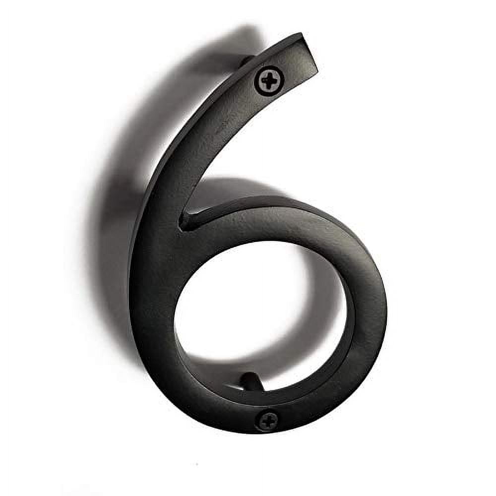 8-Inch Black Metal Floating House Number 6