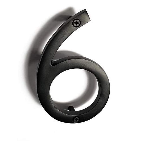 NACH Floating Mount House Address Shadow Number For Outside or Inside, Mailbox Number For Outside, Front Door, Garage Door, Maximum Rust Protection, Black Aluminum, 8 inch, Number 6, HH-SDW8-BLK-6