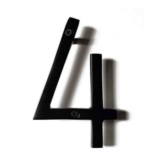 NACH Floating Mount House Address Shadow Number For Outside or Inside, Mailbox Number For Outside, Front Door, Garage Door, Maximum Rust Protection, Black Aluminum, 8 inch, Number 4, HH-SDW8-BLK-4