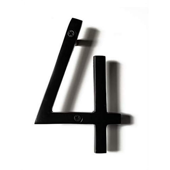 NACH Floating Mount Shadow House Address Number For Outside or Inside, Metal Modern House Numbers For Mailbox, Front Door, Maximum Rust Protection, Black Aluminum, 4 inch, Number 4, HH-SDW4-BLK-4