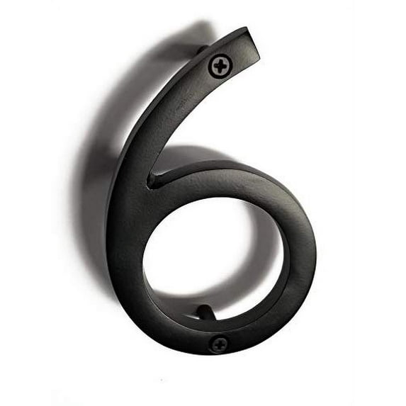 NACH Floating Mount Shadow House Address Number For Outside or Inside, Metal Modern House Numbers For Mailbox, Front Door, Maximum Rust Protection, Black Aluminum, 4 inch, Number 6, HH-SDW4-BLK-6