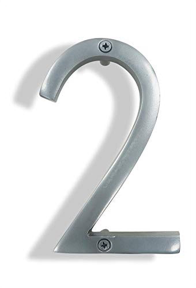 6 Inch Gray Metal Floating House Number with Powder Coated Finish