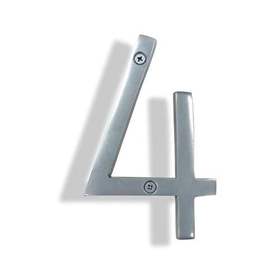 NACH Floating Mount Shadow House Address Number For Outside or Inside, Metal Modern House Numbers For Mailbox, Front Door, Maximum Rust Protection, Gray, 6 inch, #4, HH-SDW6-SLV-4