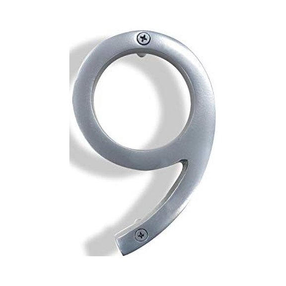 NACH Floating Mount Shadow House Address Number For Outside or Inside, Metal Modern House Numbers For Mailbox, Front Door, Maximum Rust Protection, Gray, 6 inch, #9, HH-SDW6-SLV-9