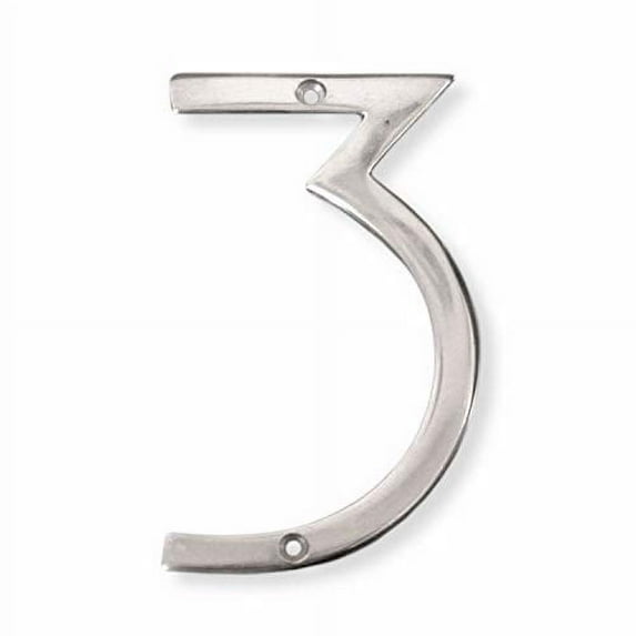 NACH Floating Mount Shadow House Address Number For Outside or Inside, Metal Modern House Numbers For Mailbox, Front Door, Maximum Rust Protection, Polished Aluminum, 6 inch, #3, HH-SDW6-ALM-3