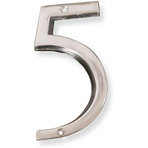 NACH Floating Mount Shadow House Address Number For Outside or Inside, Metal Modern House Numbers For Mailbox, Front Door, Maximum Rust Protection, Polished Aluminum, 6 inch, #5, HH-SDW6-ALM-5