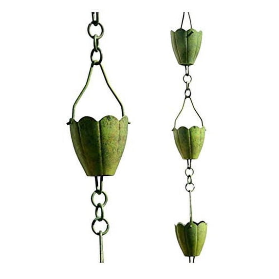 NACH Flower Cup Rain Chain, Cast Iron, 8ft (AO-2862)