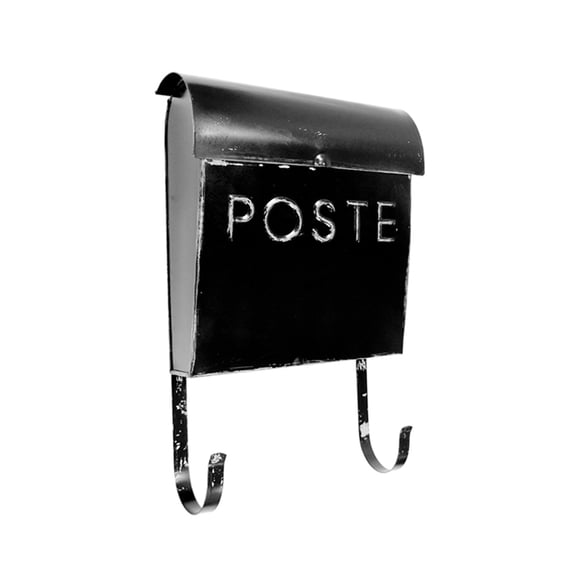 NACH French Euro Aged Wall Mounted Mailbox with Newspaper Holder, Rustic Black, 13.3 x 11.9 x 4.5 inch