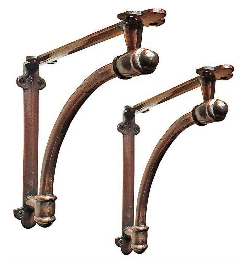 Antique Copper Heavy Duty Cast Iron Half Round Shelf Bracket Set