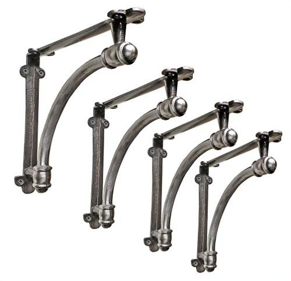 Small Antique Metal Half Round Wall Mount Shelf Brackets, 4 Pack