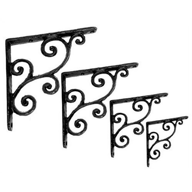 NACH Hammered Finish Victorian Cast Iron Shelf Bracket, Heavy Duty