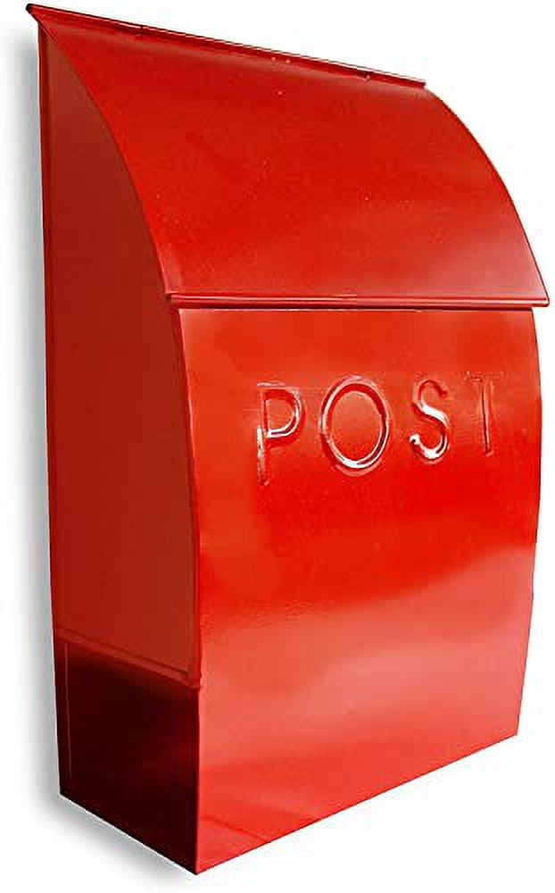 Milano Red Steel Wall Mounted Mailbox with Newspaper Holder