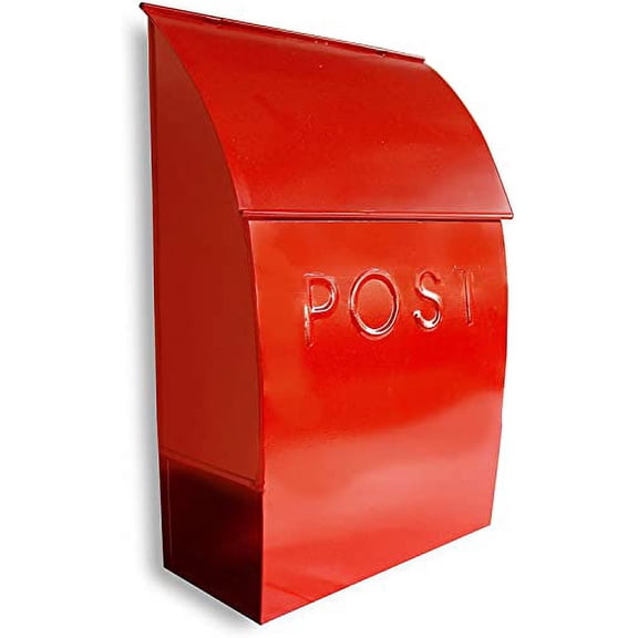 NACH Milano Pointed Red Mailbox - Rustic Mailboxes for Outside with Newspaper Holder - Weather Resistant Rust-Proof Metal Mailbox with Powder Coated Finish - 9.5 x 4 x 15", MB-44903