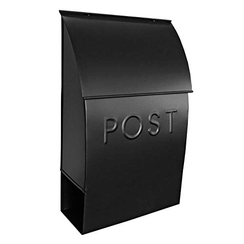NACH Milano Pointed Rustic Metal Mailbox, Powder Coated Finish Black Mailbox, Maximum Rust Protection, Wall Mount Mailboxes for Outside, 15 x 10 x 4, Hardware Included, MB-44902
