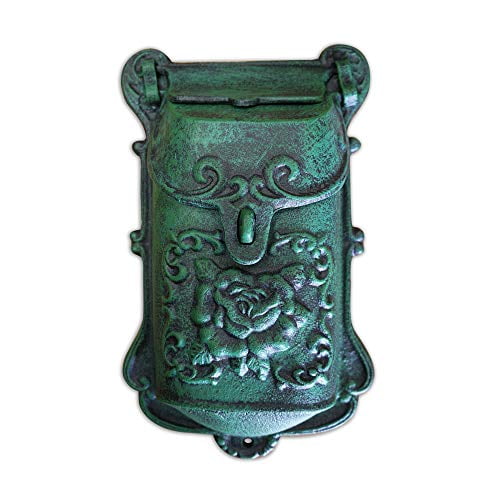 NACH Nazlie Rustic Wall Mount Mailbox with Lock, Outside Mailboxes With Rust Protection, Lockable Metal Mailbox, Mail Holder, 6.8 x 2.8 x 11.4 in, Green, DY-200834AG
