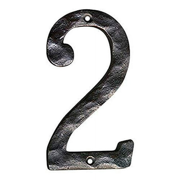 NACH Original Rustic Finish Cast Iron House Address Number for Outside or Inside, Mailbox Number for Outside, Maximum Rust Protection, 4 Inch, Black, #2, JS-RN4-2