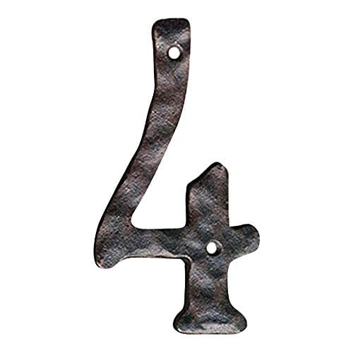 NACH Original Rustic Finish Cast Iron House Address Number for Outside or Inside, Mailbox Number for Outside, Maximum Rust Protection, 4 Inch, Black, #4, JS-RN4-4