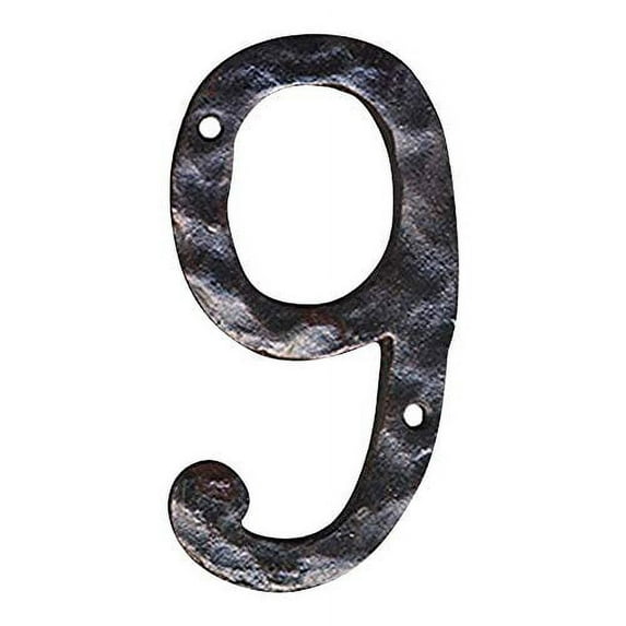NACH Original Rustic Finish Cast Iron House Address Number for Outside or Inside, Mailbox Number for Outside, Maximum Rust Protection, 4 Inch, Black, 9, JS-RN4-9