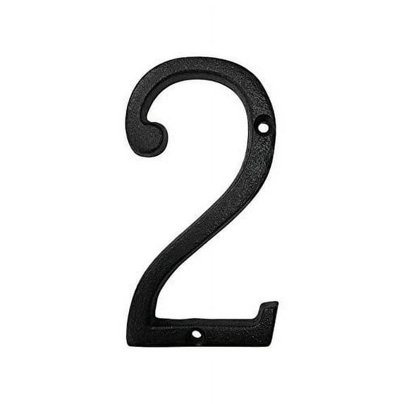 NACH Roman Cast Iron House Number, Decorative Mailbox Numbers for Outside, Black, Maximum Rust Protection, 5.7 inch, Number 2, JS-CN6-2