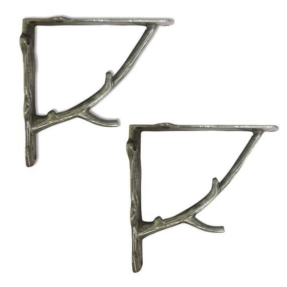 NACH Rustic Branch Shelf Bracket, Wall Mount Shelving Brackets (2 Pack), JS-90-078AM