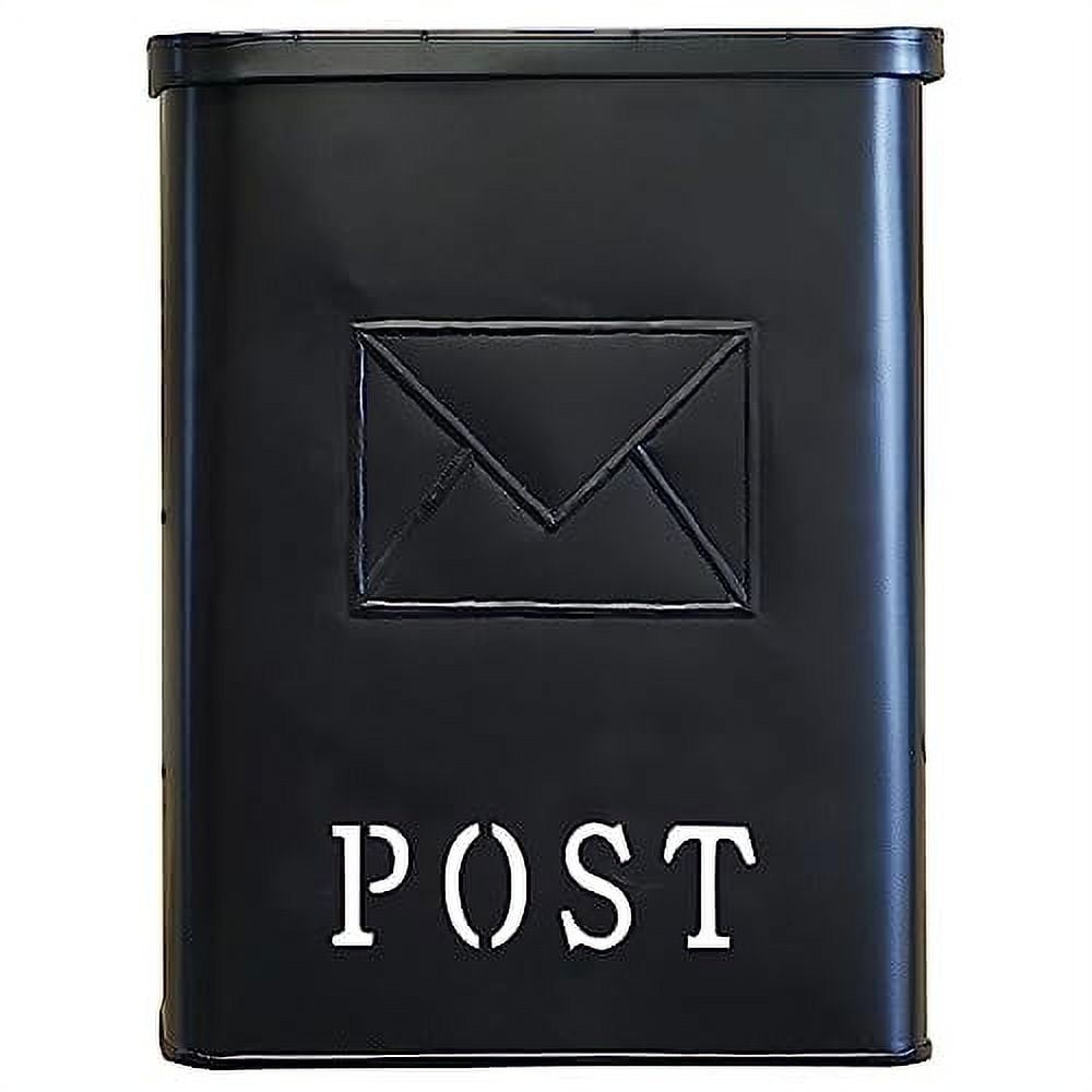 Serena Black Steel Wall Mounted Mailbox with Antique Finish