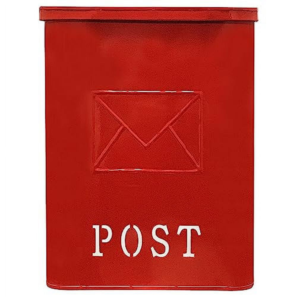 Serena Red Steel Wall Mount Mailbox with Embossed Post Script