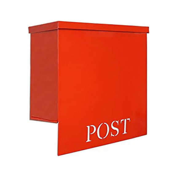 NACH Stanley Classic Post Large Mailbox, Outside Mailbox with Max Rust Protection, Modern Mailbox Wall Mount, Red, 11.9x6x12.7 inches, UH-1000RD-A