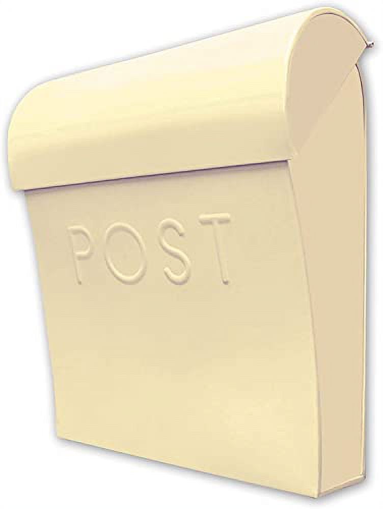 Cream Off-White Metal Wall Mount Mailbox with Lock