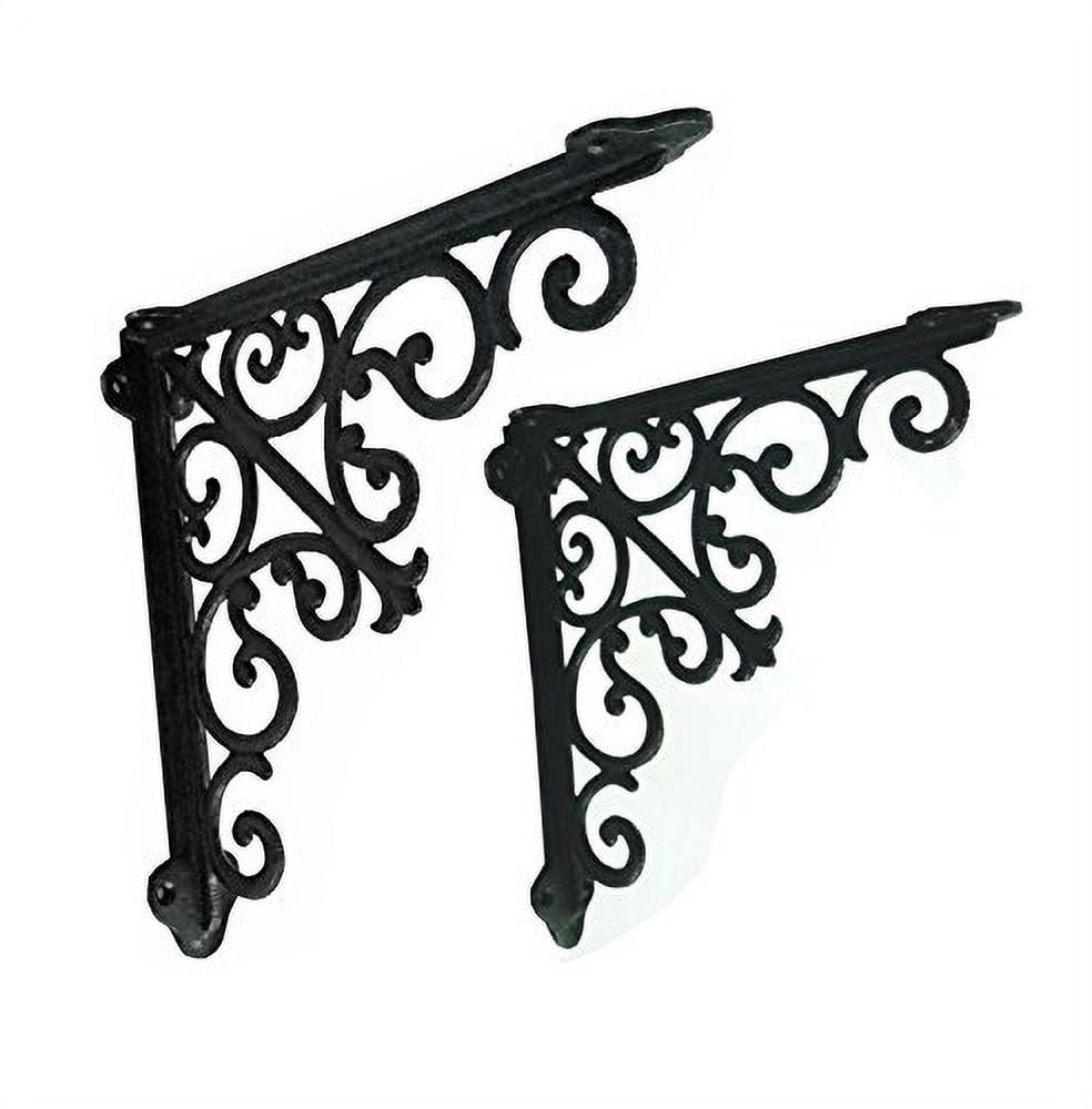 NACH Victorian Black Shelf Bracket, Wall Mount Cast Iron Brackets