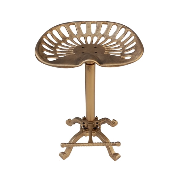 NACH Vintage Tractor Seat Bar Stool, Pedestal Base, Foot Rest, Gold (CC-2114AG)