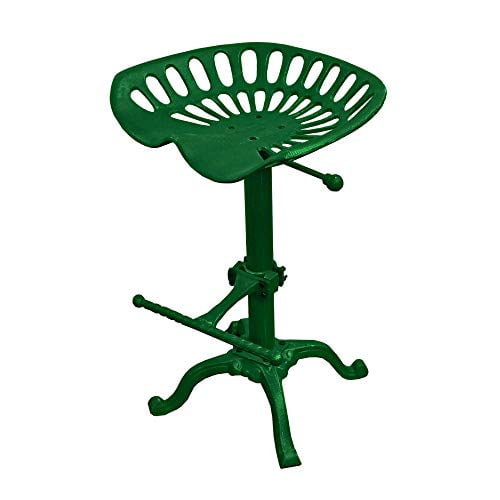 NACH Vintage Tractor Seat Stool, Pedestal Base, Adjustable, Green – (JS-93-800GN)